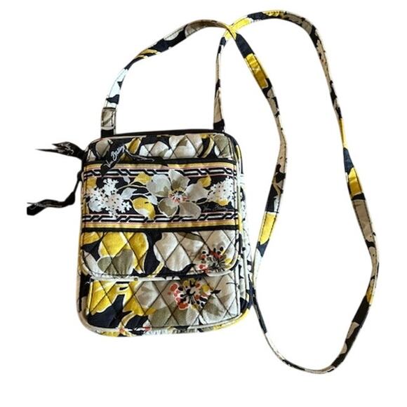 Vera Bradley Quilted Crossbody Bag – Yellow, Black & White Floral Pattern - Picture 2 of 5